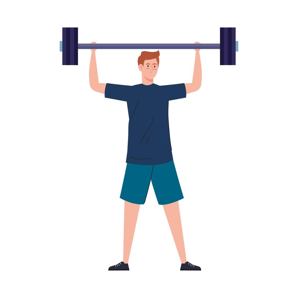 man with weight, heavy equipment, sport and leisure vector
