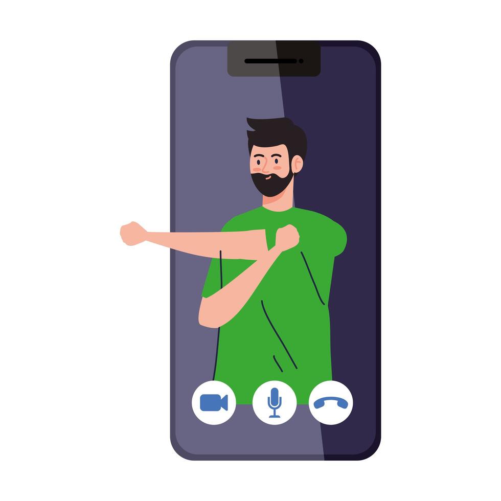 fitness, training and workout app, man practicing sport in smartphone, sport online vector