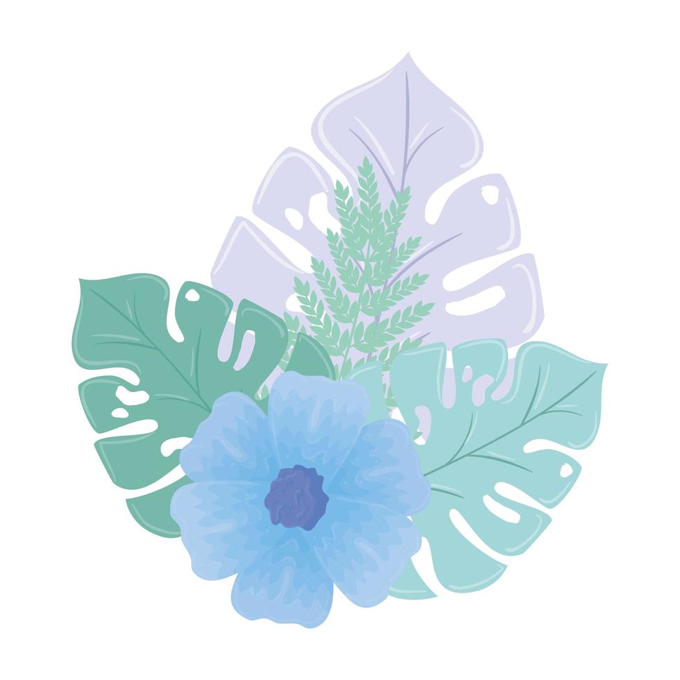 flowers blue color pastel with leaves, nature concept vector