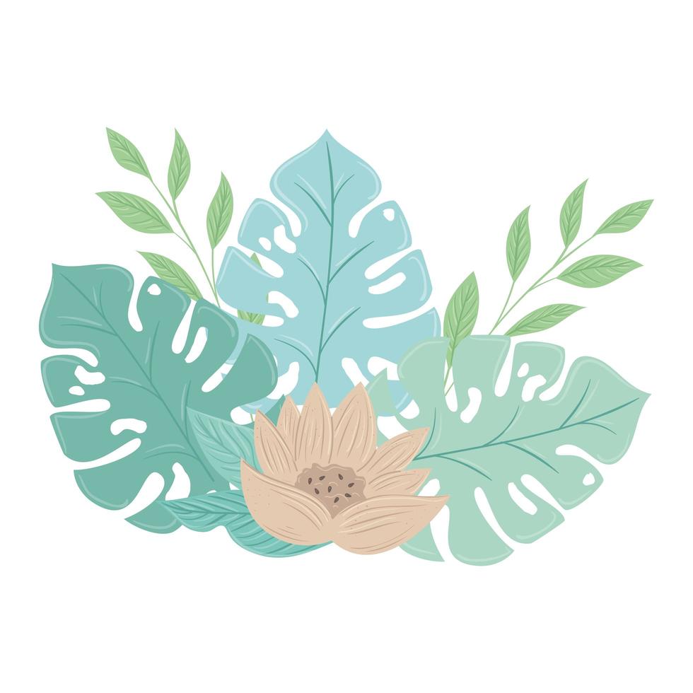 flowers color pastel with branches and leaves, nature concept vector