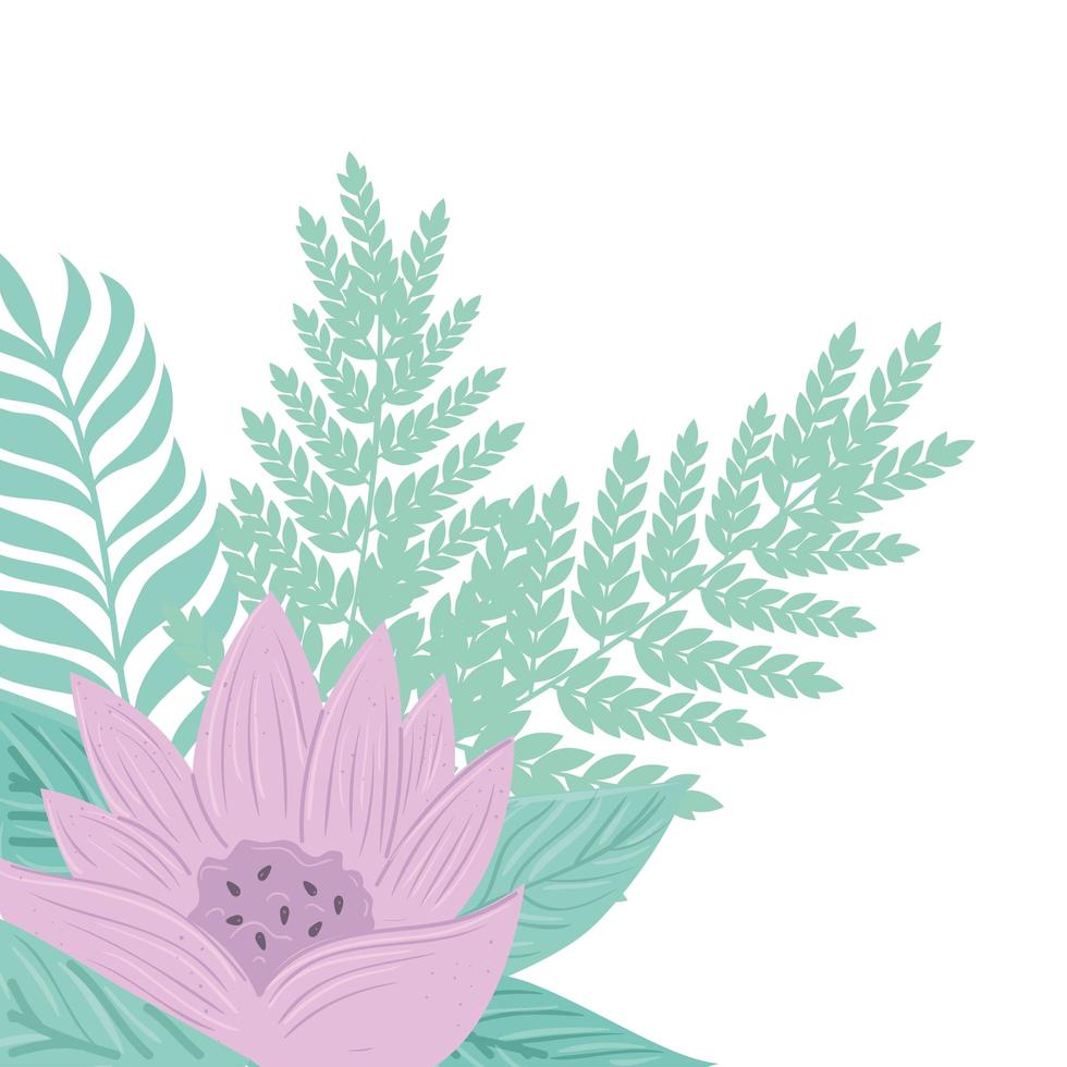 flowers lilac color pastel with branches and leaves, nature concept vector