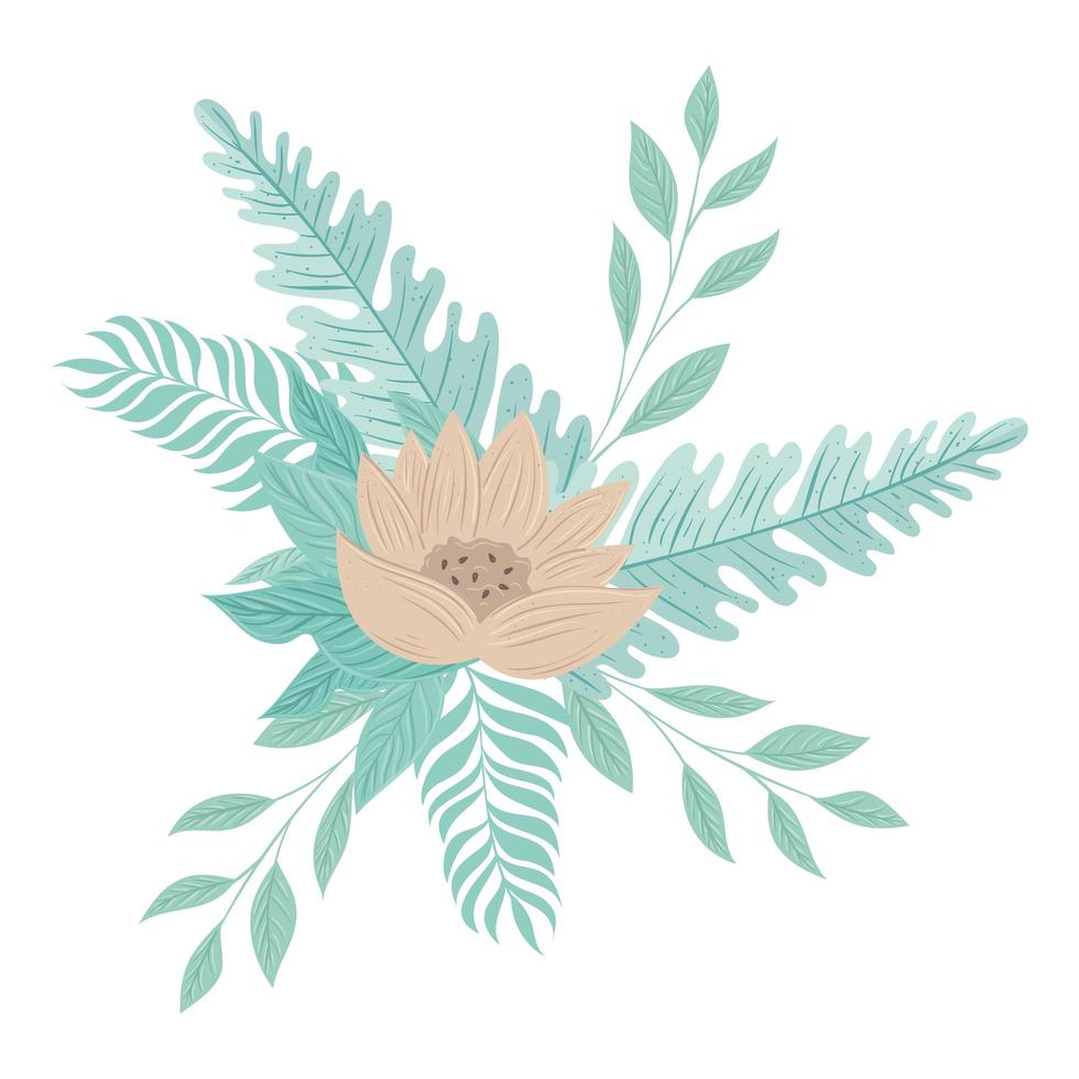 flowers color pastel with branches and leaves, nature concept vector