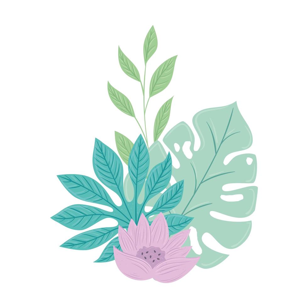 flowers lilac color pastel with branches and leaves, nature concept vector