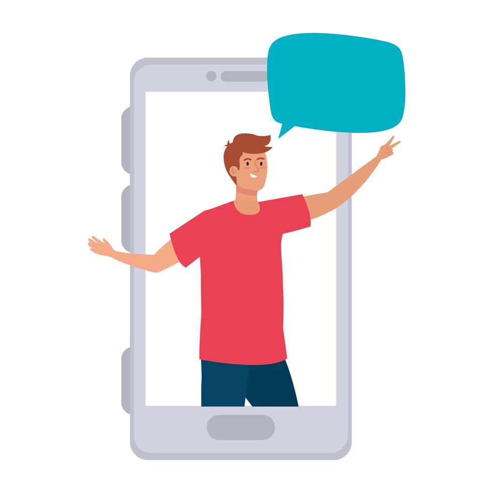 online party, man happy have online party in quarantine, video conference, party web camera online holiday vector