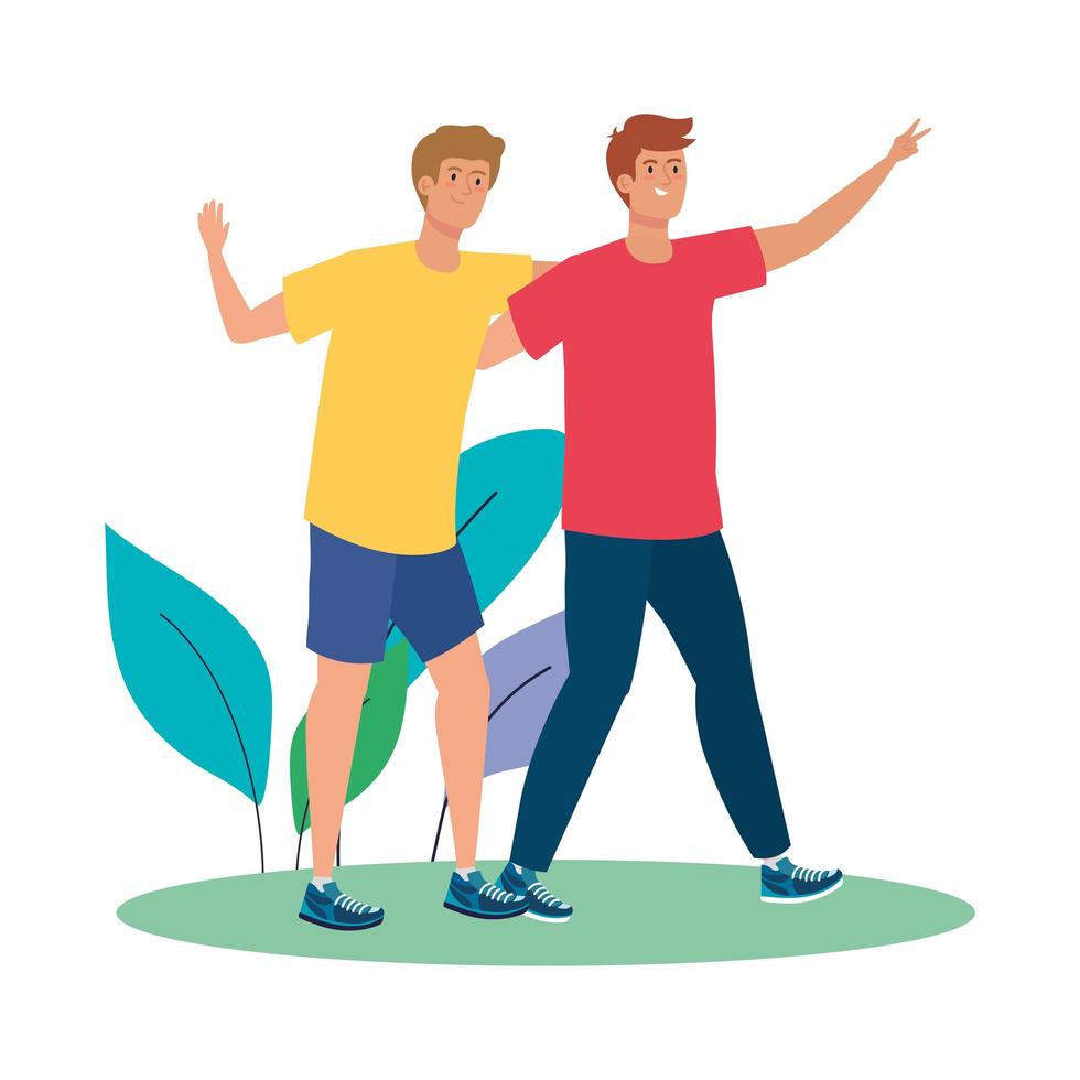 happy meen, healthy lifestyle, celebrating holiday in landscape vector