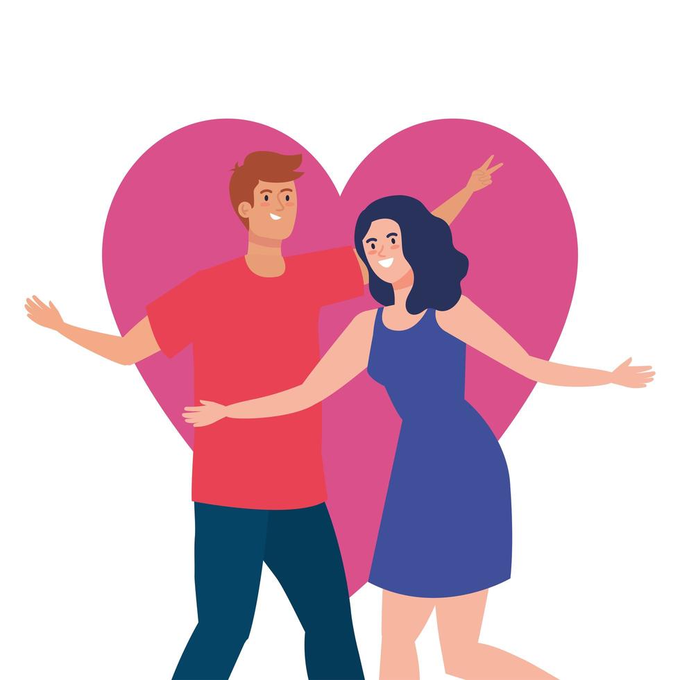 happy couple with heart background, healthy lifestyle, celebrating holiday vector