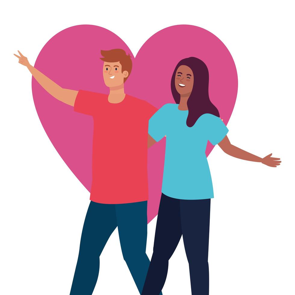 happy couple with heart background, healthy lifestyle, celebrating holiday vector