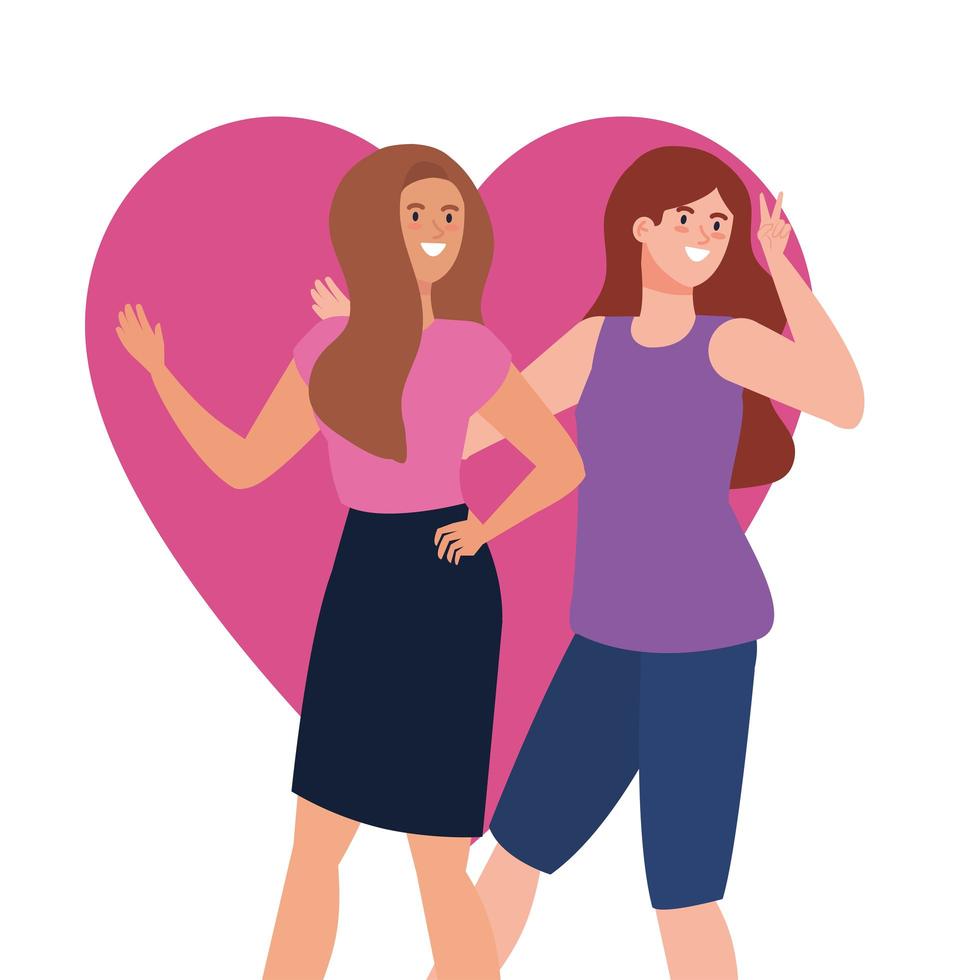happy women with heart background, healthy lifestyle, celebrating holiday vector