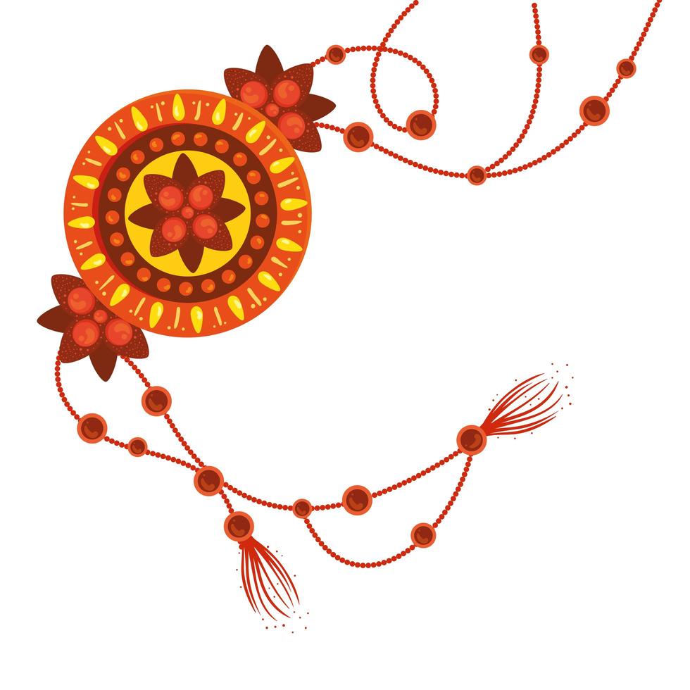 Raksha bandhan, pulsera rakhi sobre fondo blanco. vector