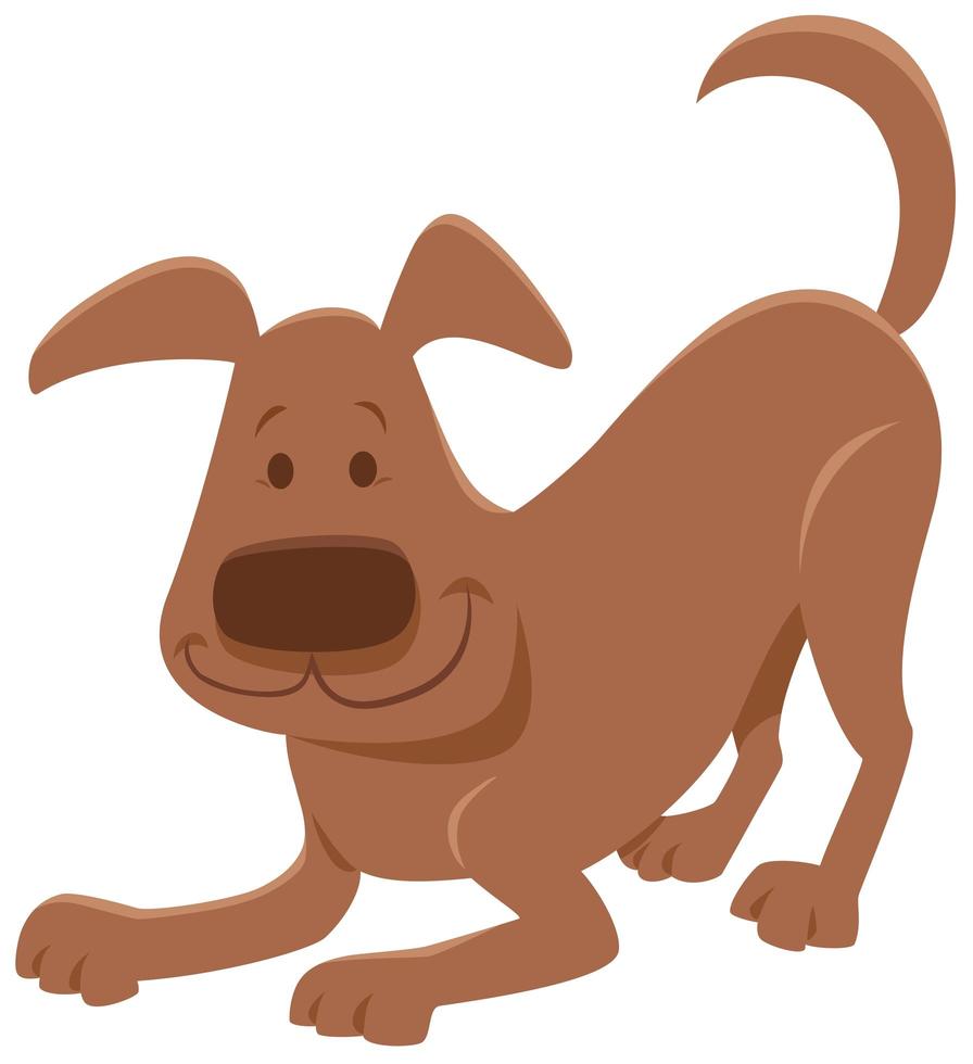 personaje animal de dibujos animados de perro marrón juguetón vector