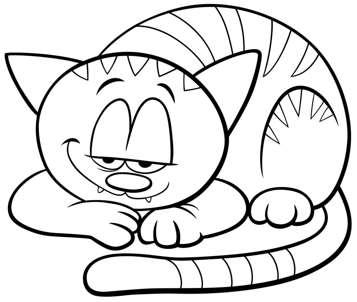 Gato o gatito personaje página de libro para colorear vector