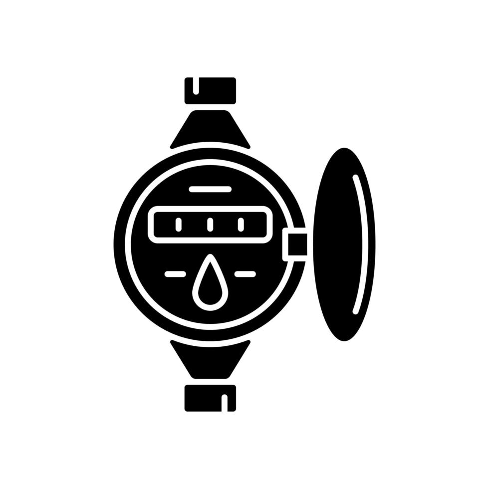 Water meter black glyph icon vector