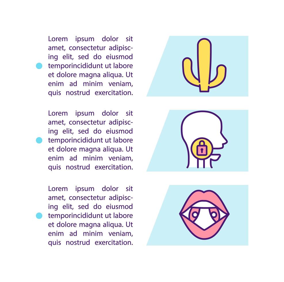 Sore throat symptoms concept icon with text vector