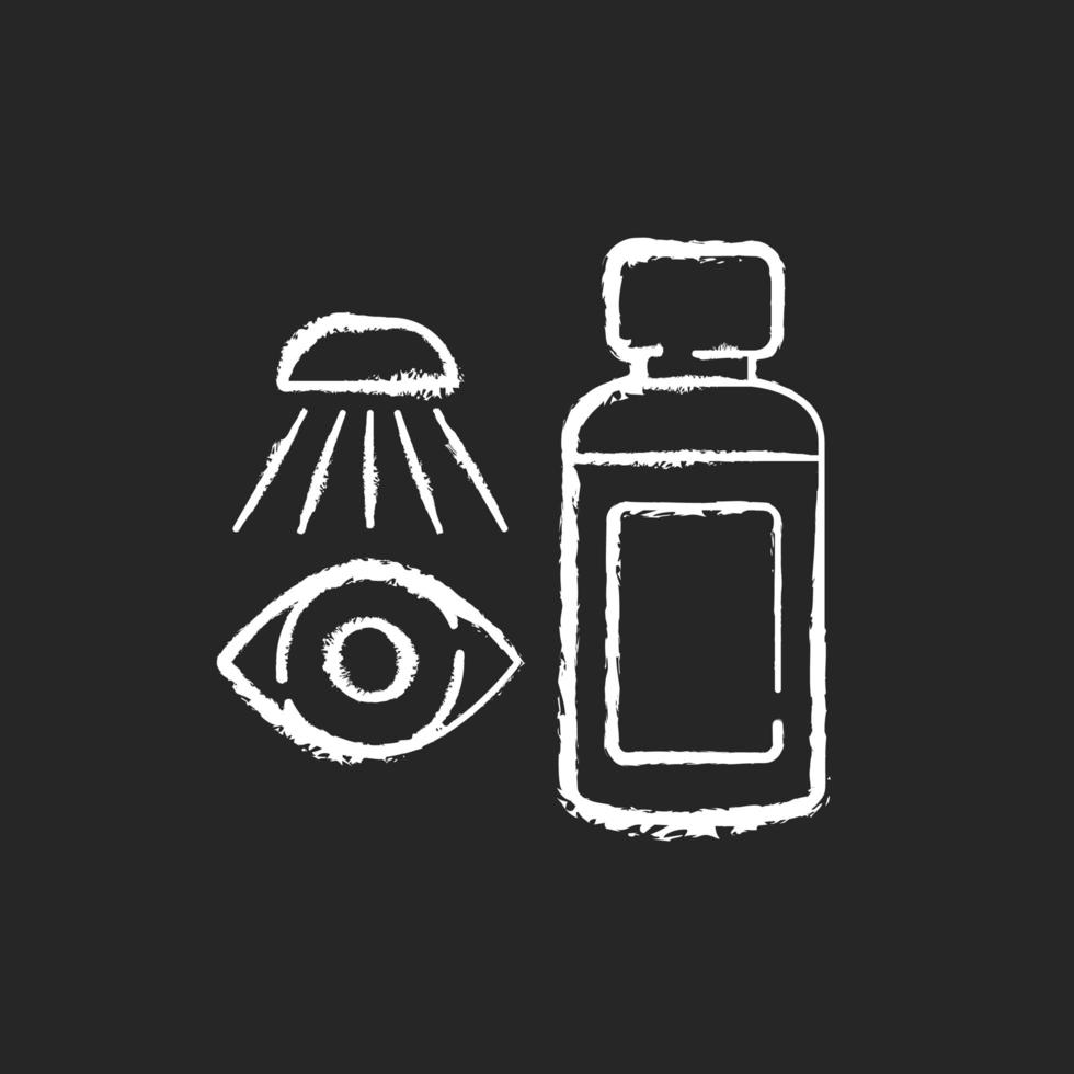 tiza lavaojos icono blanco sobre fondo negro vector