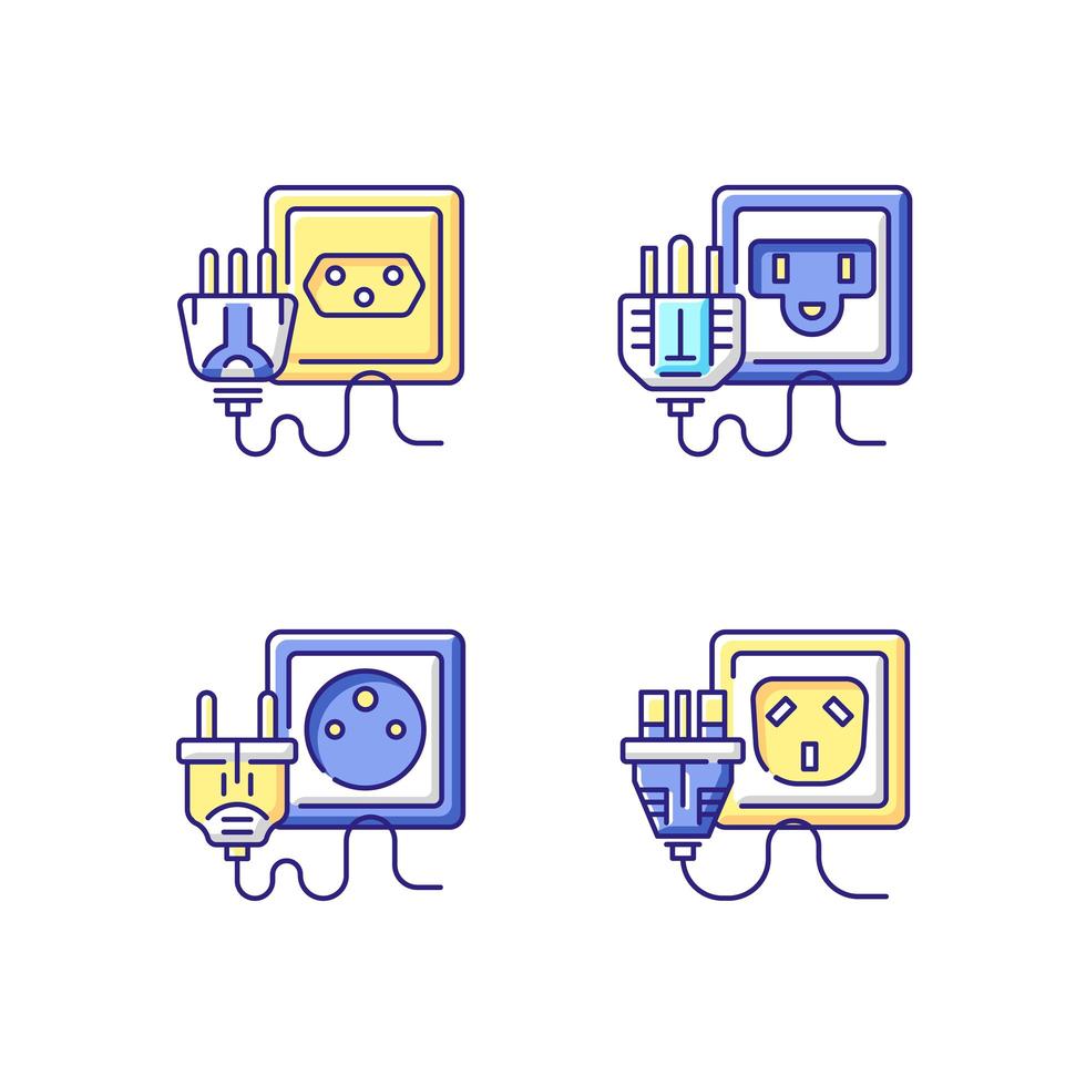conjunto de iconos de colores rgb de tipos de socket vector
