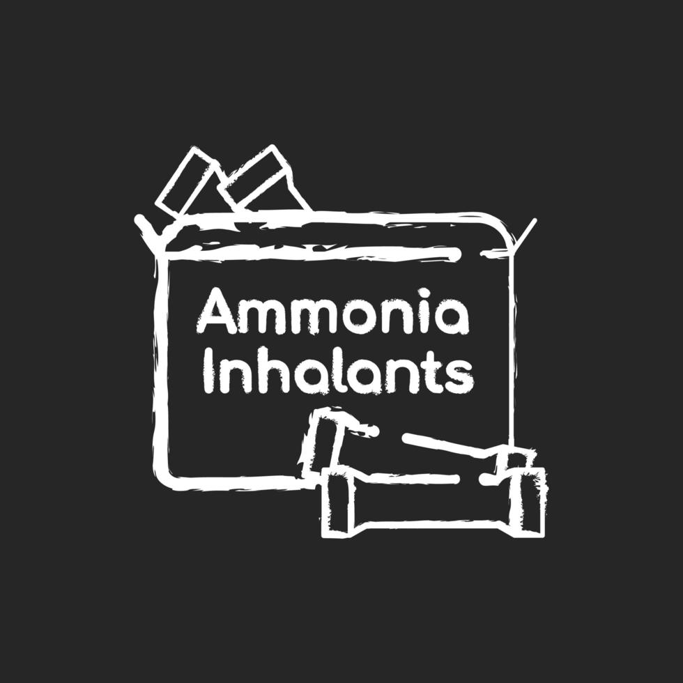 Ammonia inhalants chalk white icon on black background vector