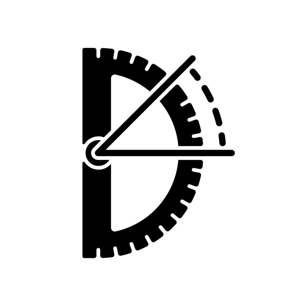 Half circle protractor black glyph icon vector