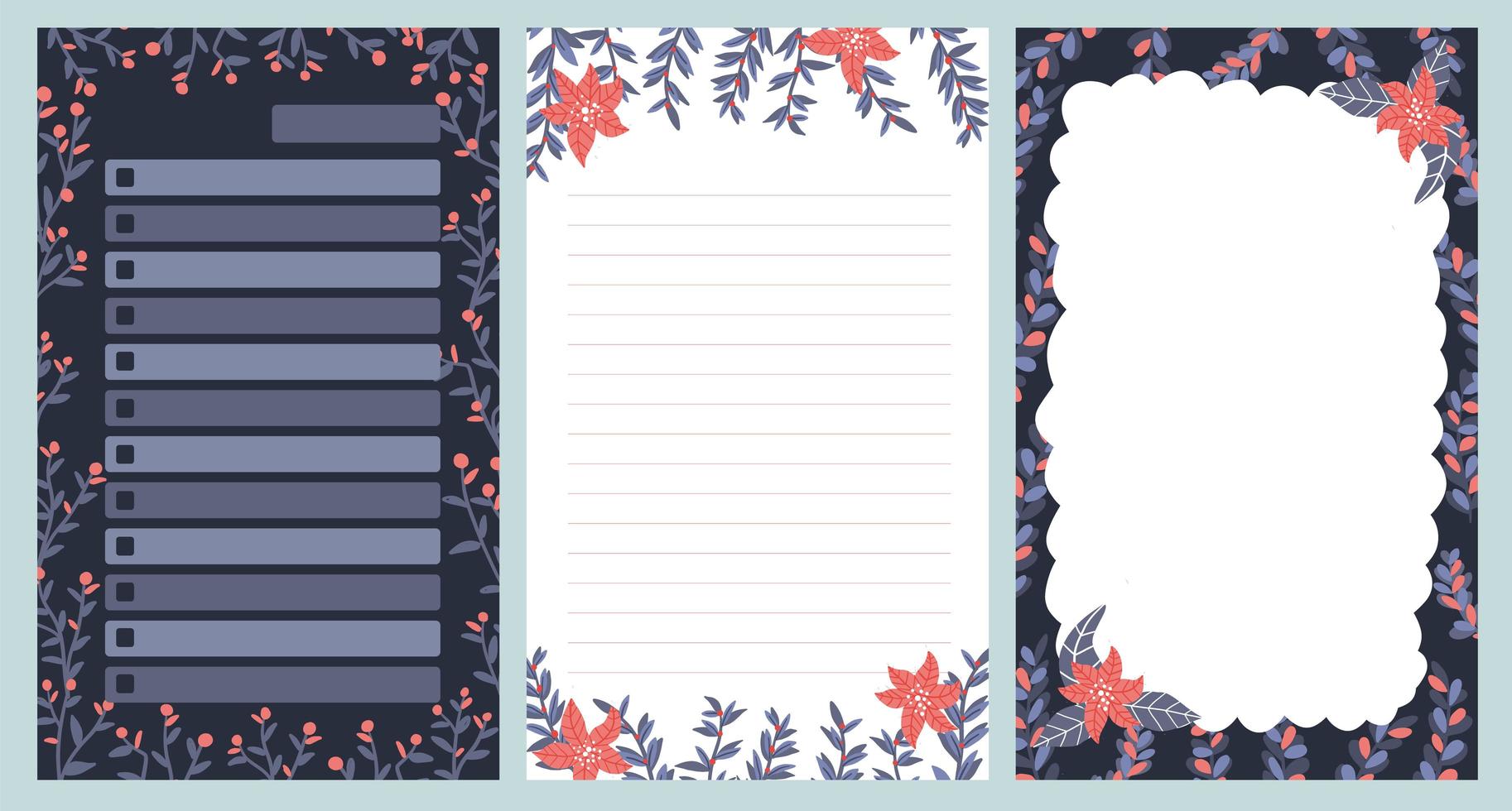 Bloc de notas de navidad diario de notas patrón de postales lindo diseño de etiqueta vector