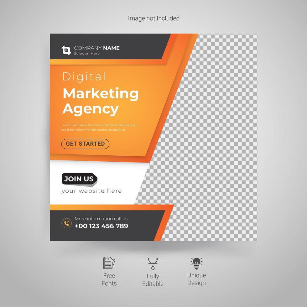 Digital marketing agency, Square Flyer Template vector