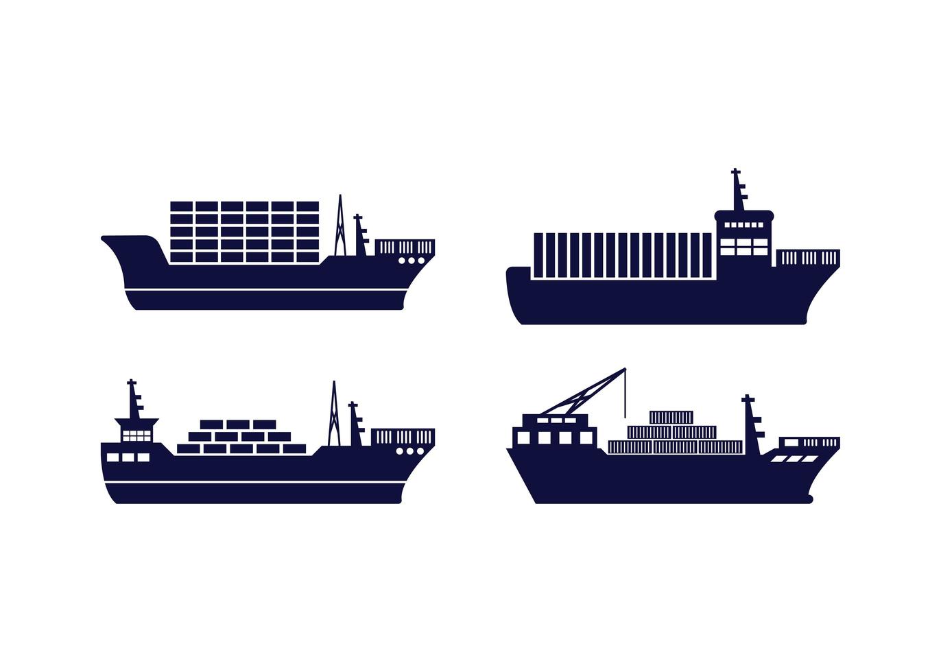 Cargo ship icon design template set vector