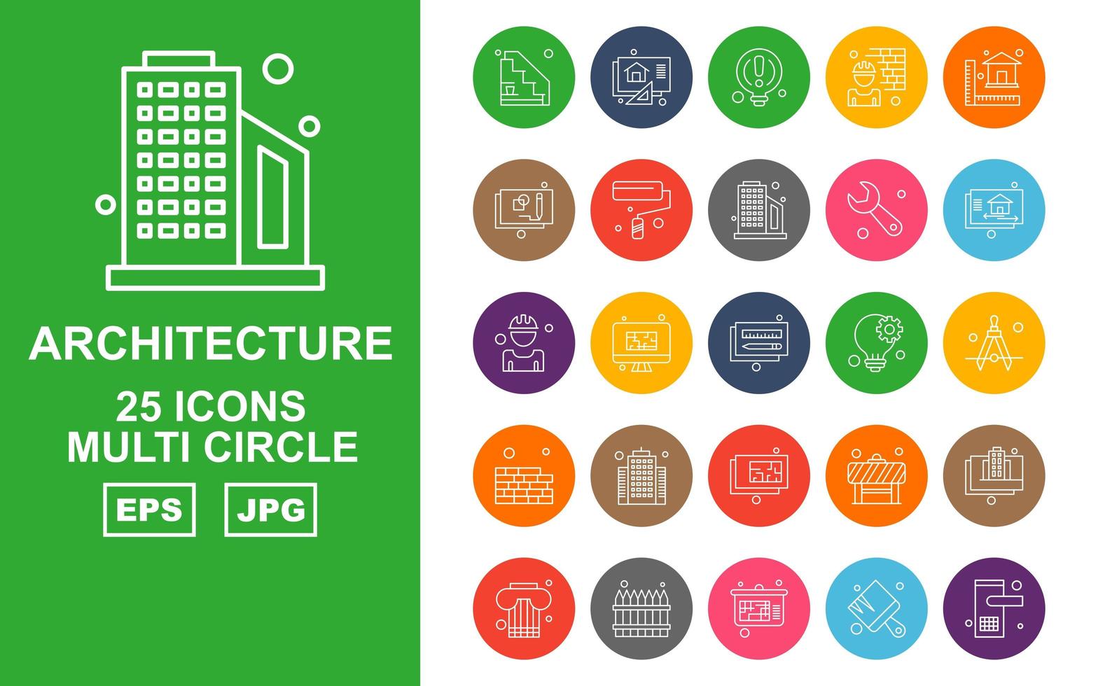 25 Premium Architecture Multi Circle Icon Pack vector