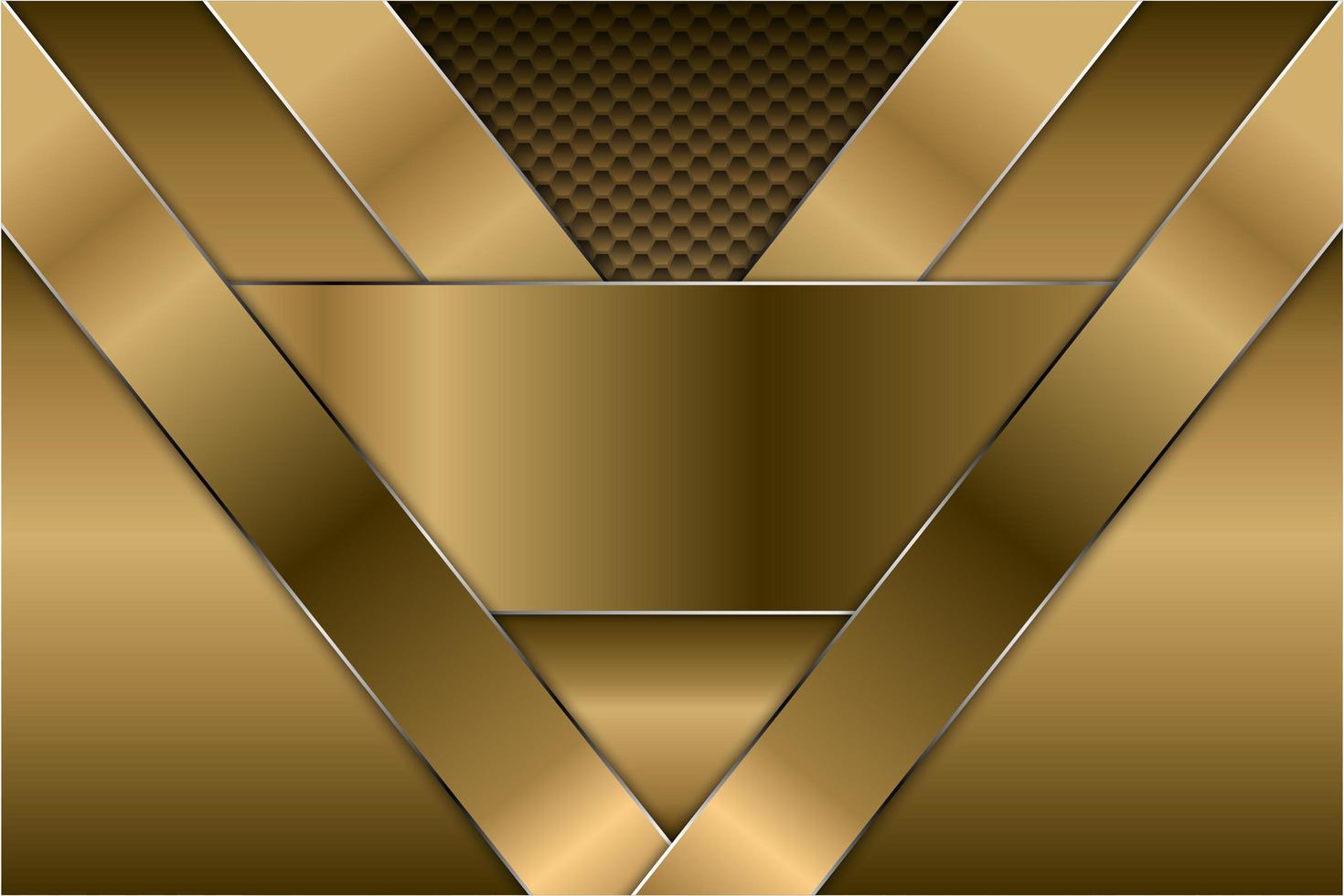 Fondo metálico dorado con patrón hexagonal vector