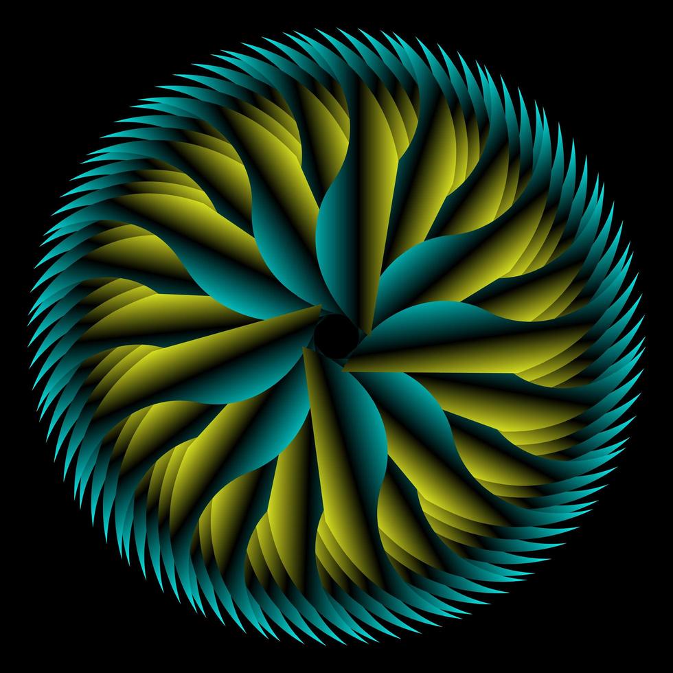 Fractal abstract circle in yellow blue vector