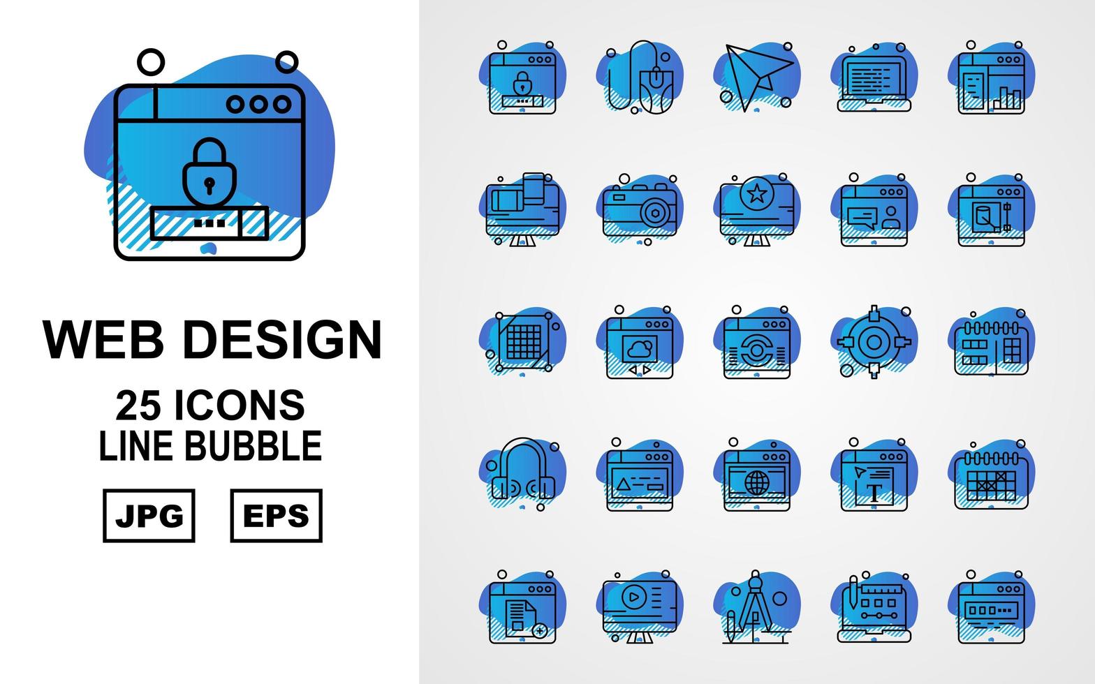 25 Premium Web Design And Development Line Bubble Icon Pack vector