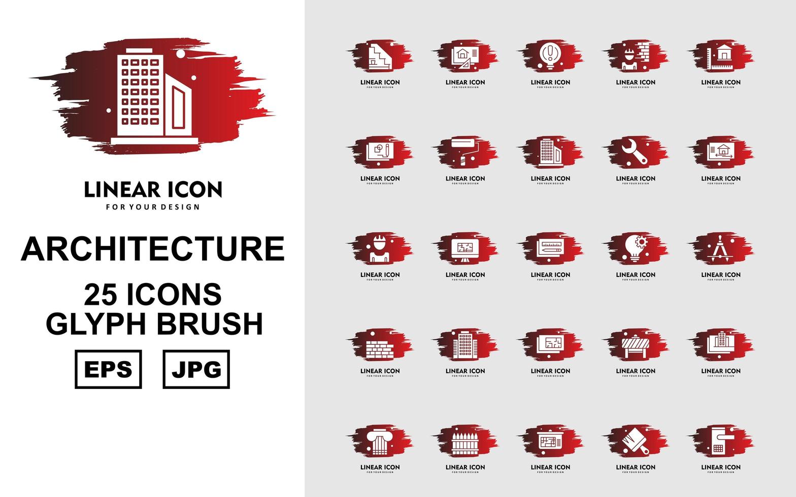 25 Premium Architecture Glyph Brush Icon Pack vector