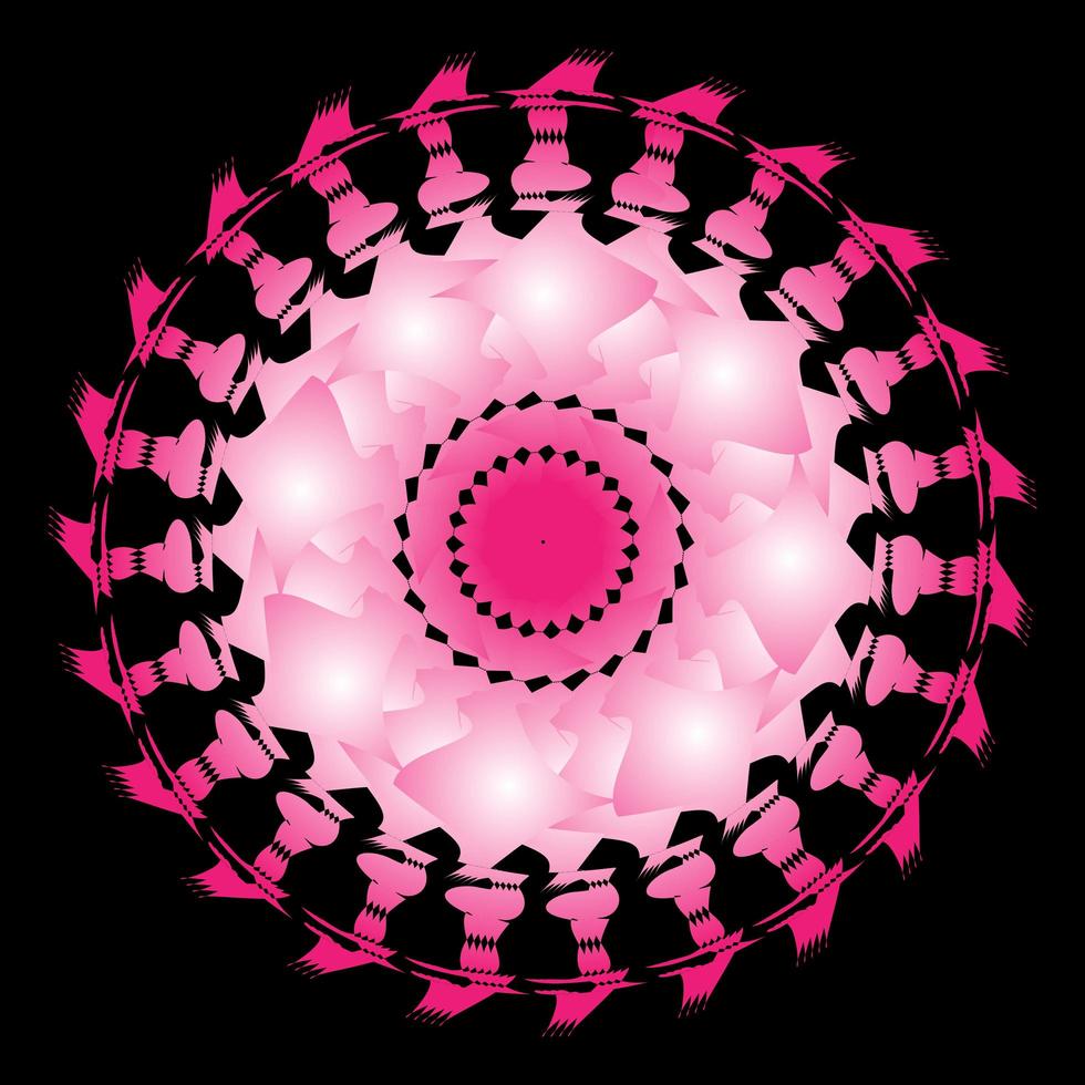 Pink fractal circle ornament vector