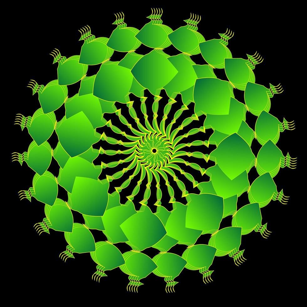 Green fractal circle ornament vector