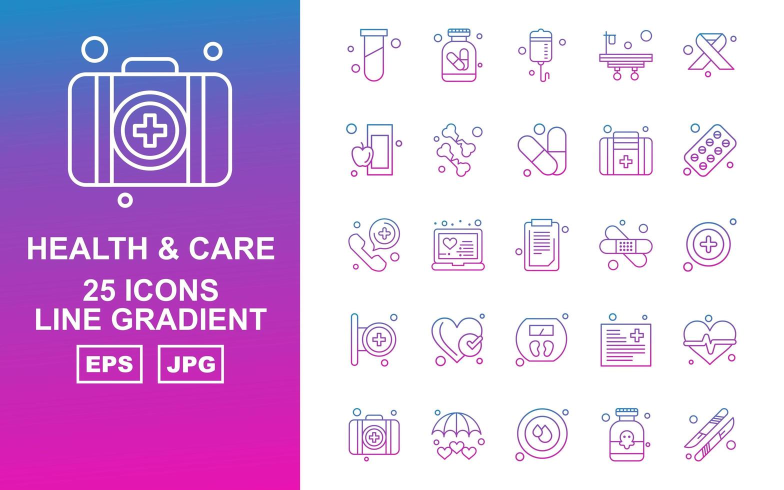 25 Premium Health And Care Line Gradient Icon Pack vector