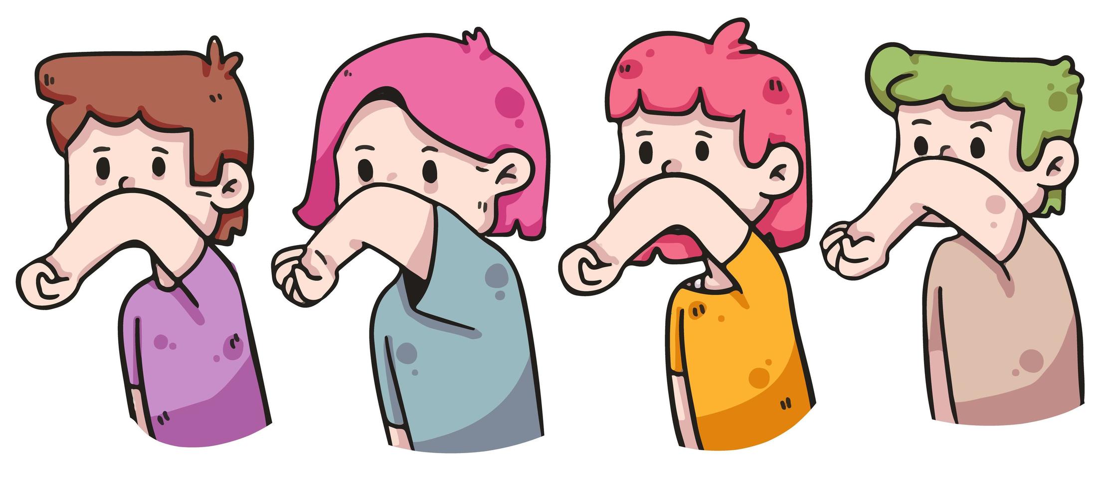 people coughing elbow covid-19 illustration vector