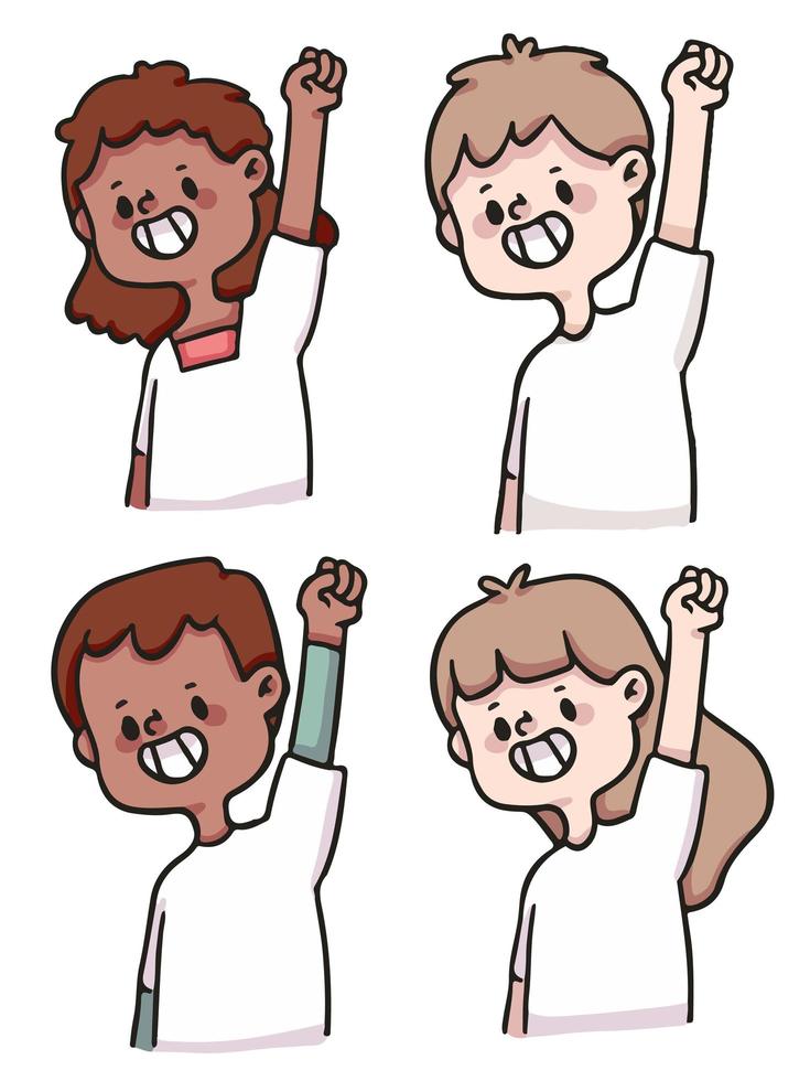 cute cartoon peopl happy, excited and sucessful illustration set vector