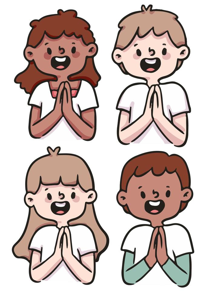 cute cartoon people happy, excited and sucessful illustration set vector