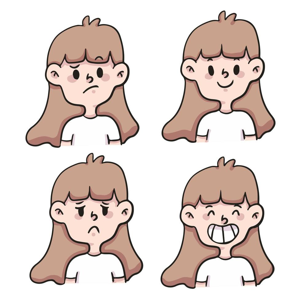 cartoon different kind of emotion set cute cartoon illustration vector