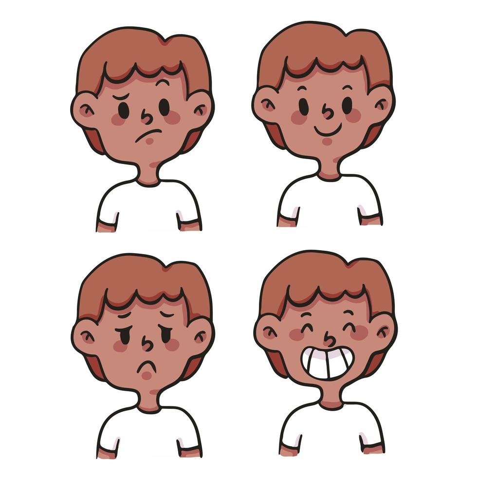 dibujos animados diferentes tipos de emoción conjunto ilustración de dibujos animados lindo vector