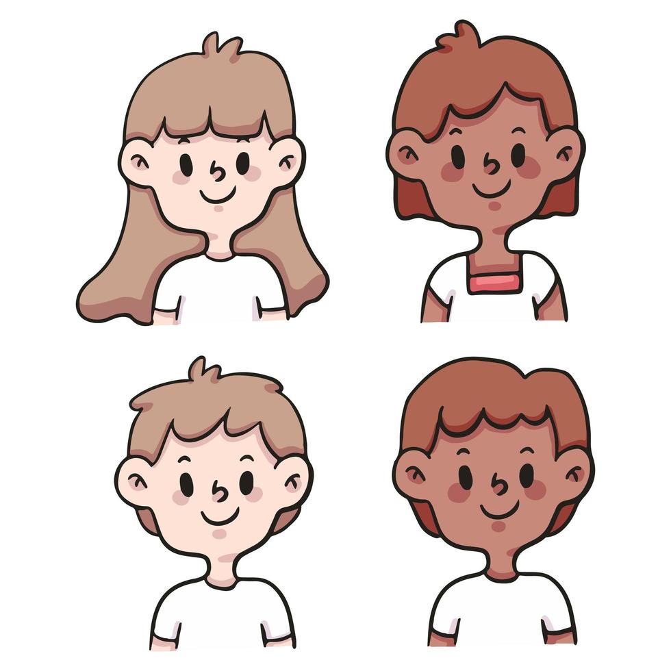 people sad set cute cartoon illustration vector