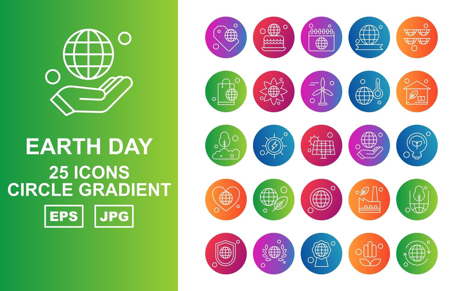 25 Premium Earth Day Circle Gradient Icon Pack vector