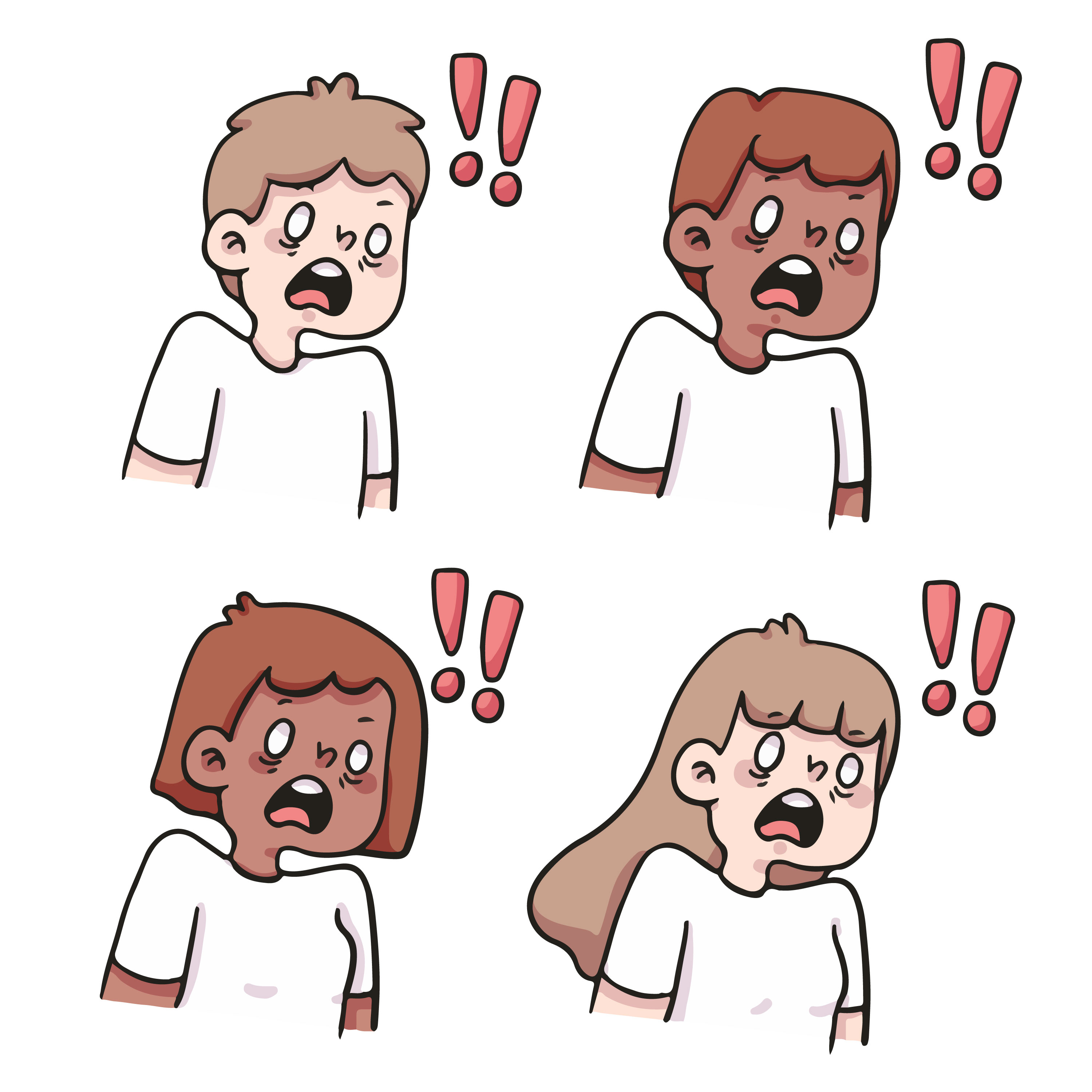 people shocked reaction set cute cartoon illustration 1893299 Vector