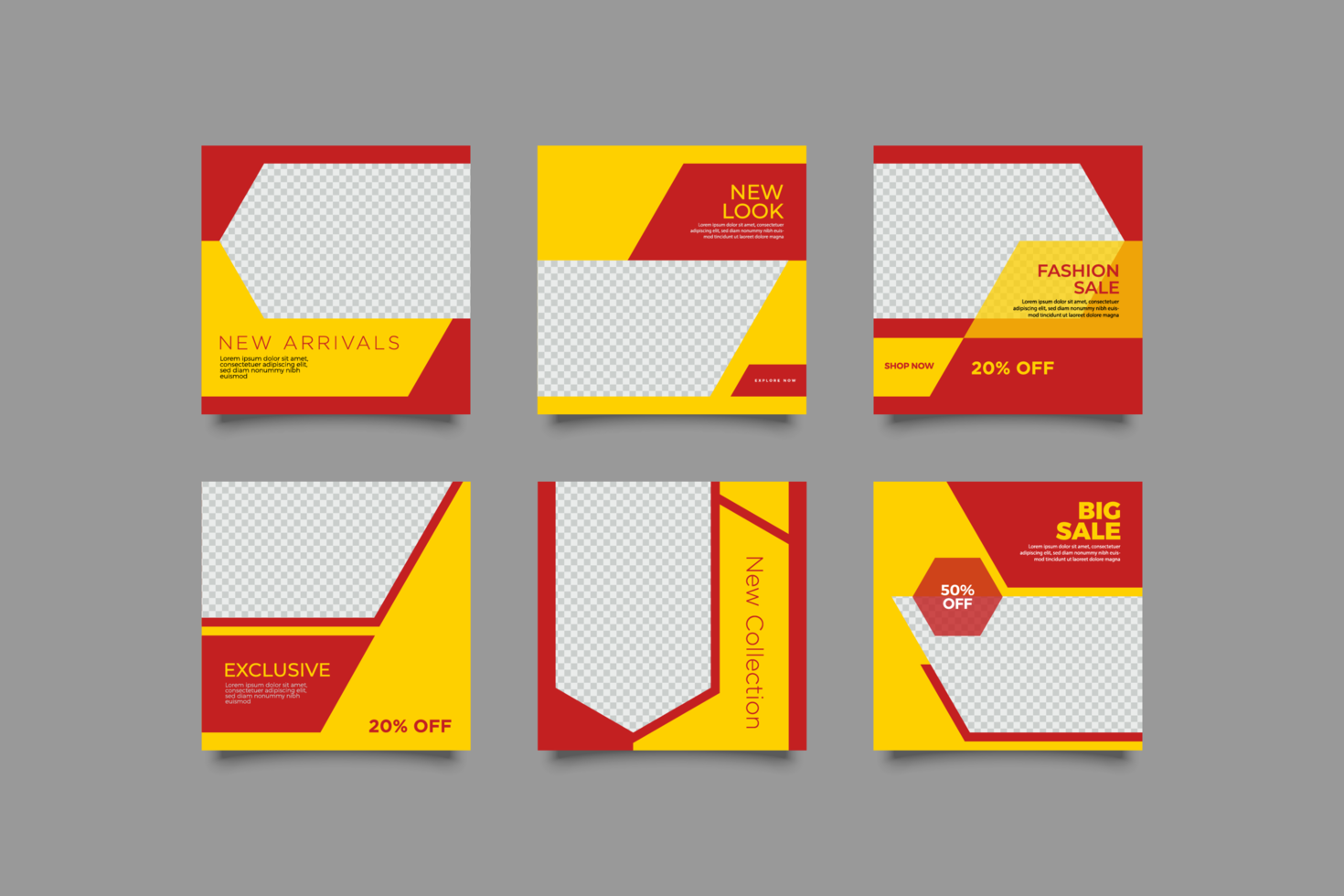 Red and Yellow Social Media Post Template vector