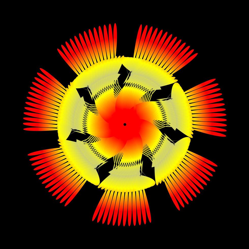 Spirograph abstract circle in red yellow color vector