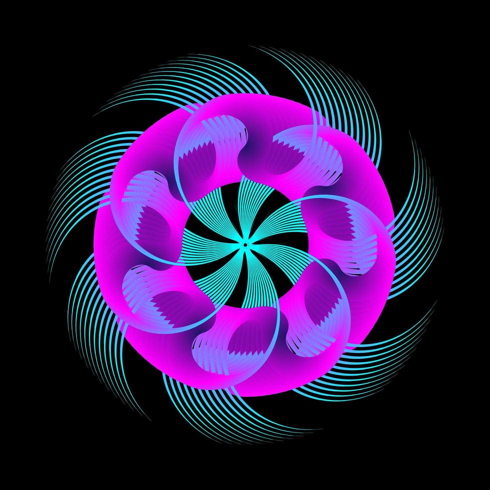 Spirograph abstract circle in pink blue color vector