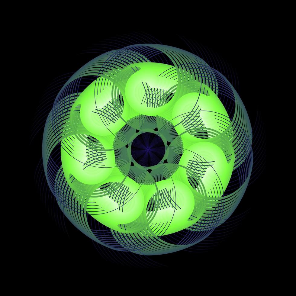 Spirograph abstract circle green white color vector