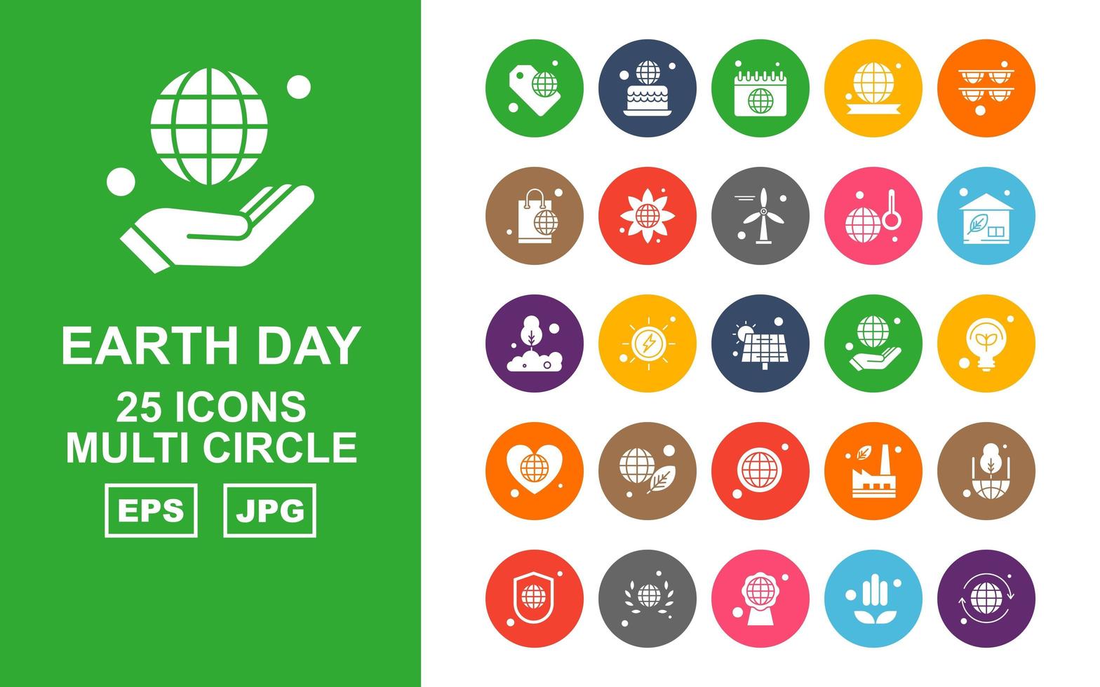 25 Premium Earth Day Multi Circle Icon Pack vector