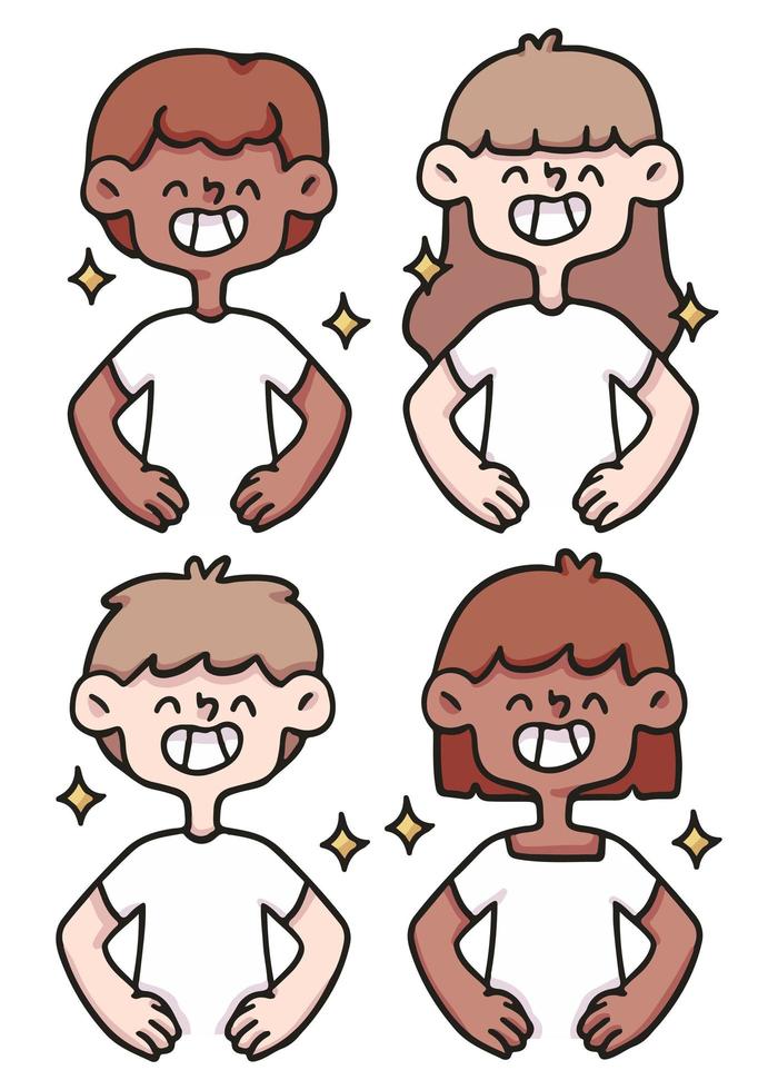 confident, confidence, proud cute cartoon people illustration vector