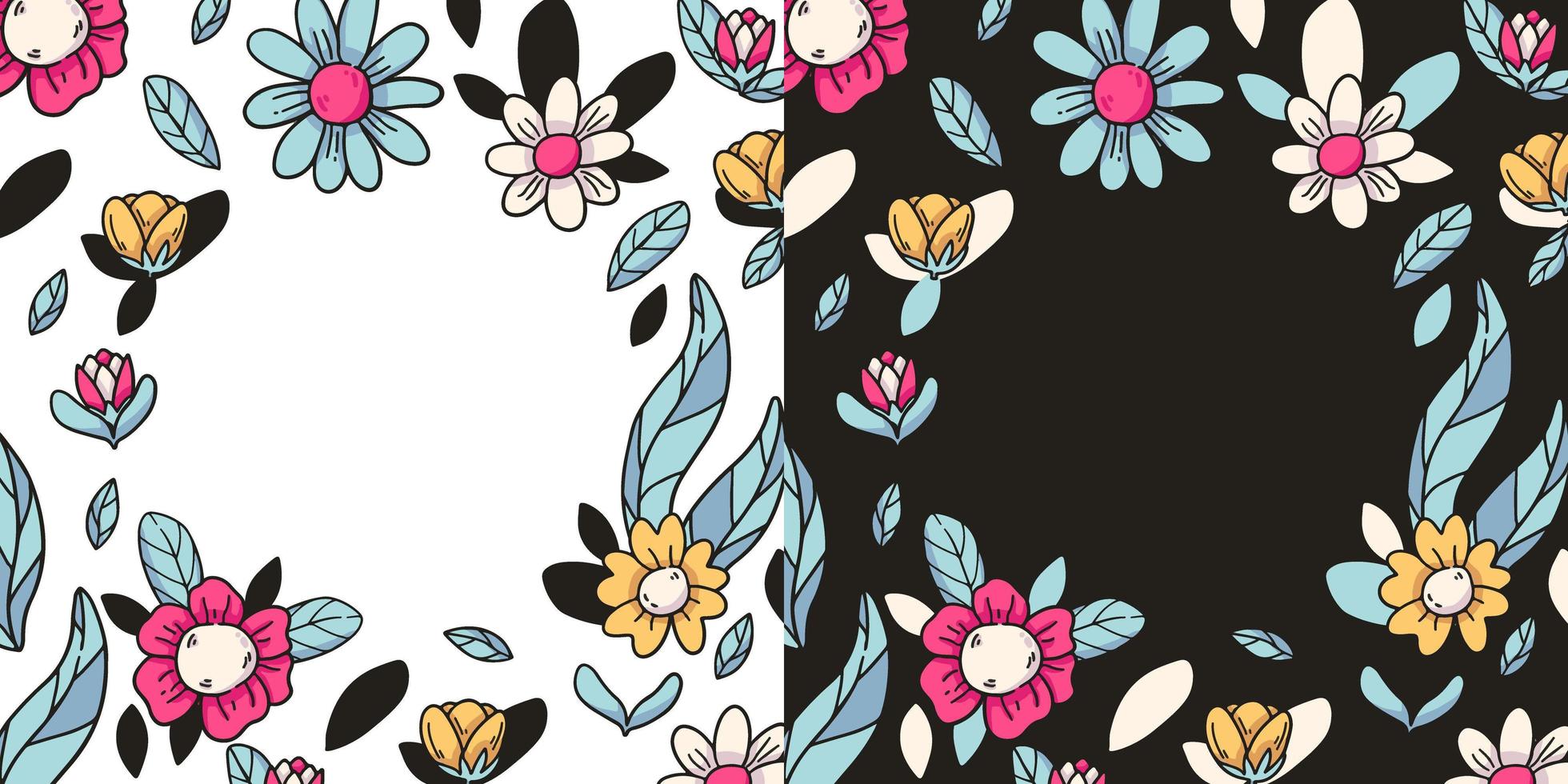 conjunto de marco de elementos florales de vector