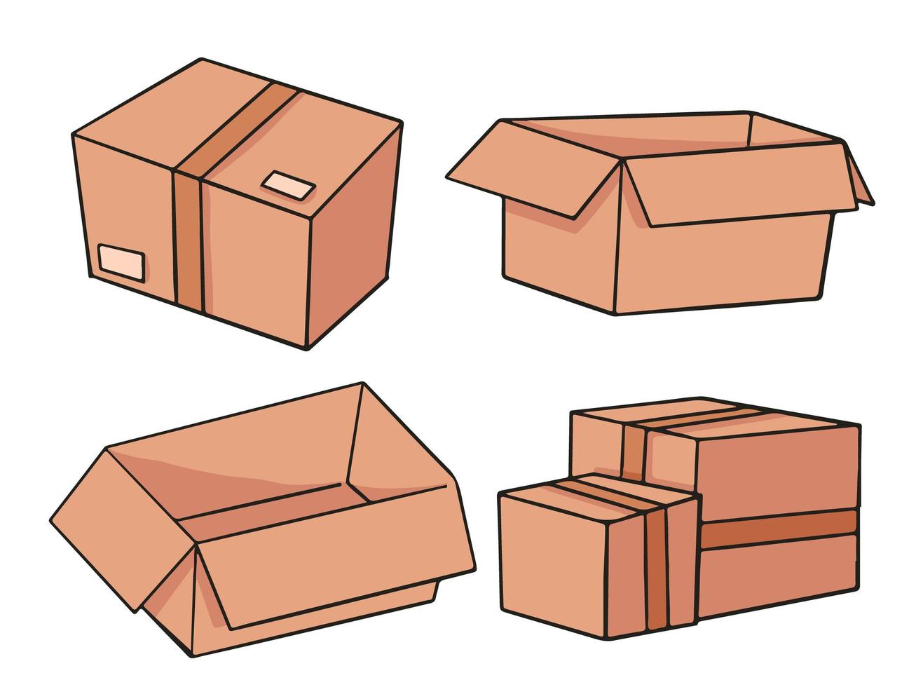 diseño de ilustración de dibujos animados de cajas de cartón vector