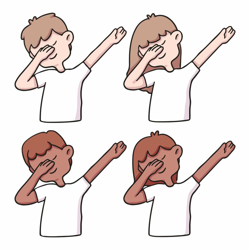 people dabbing set cartoon illustration vector