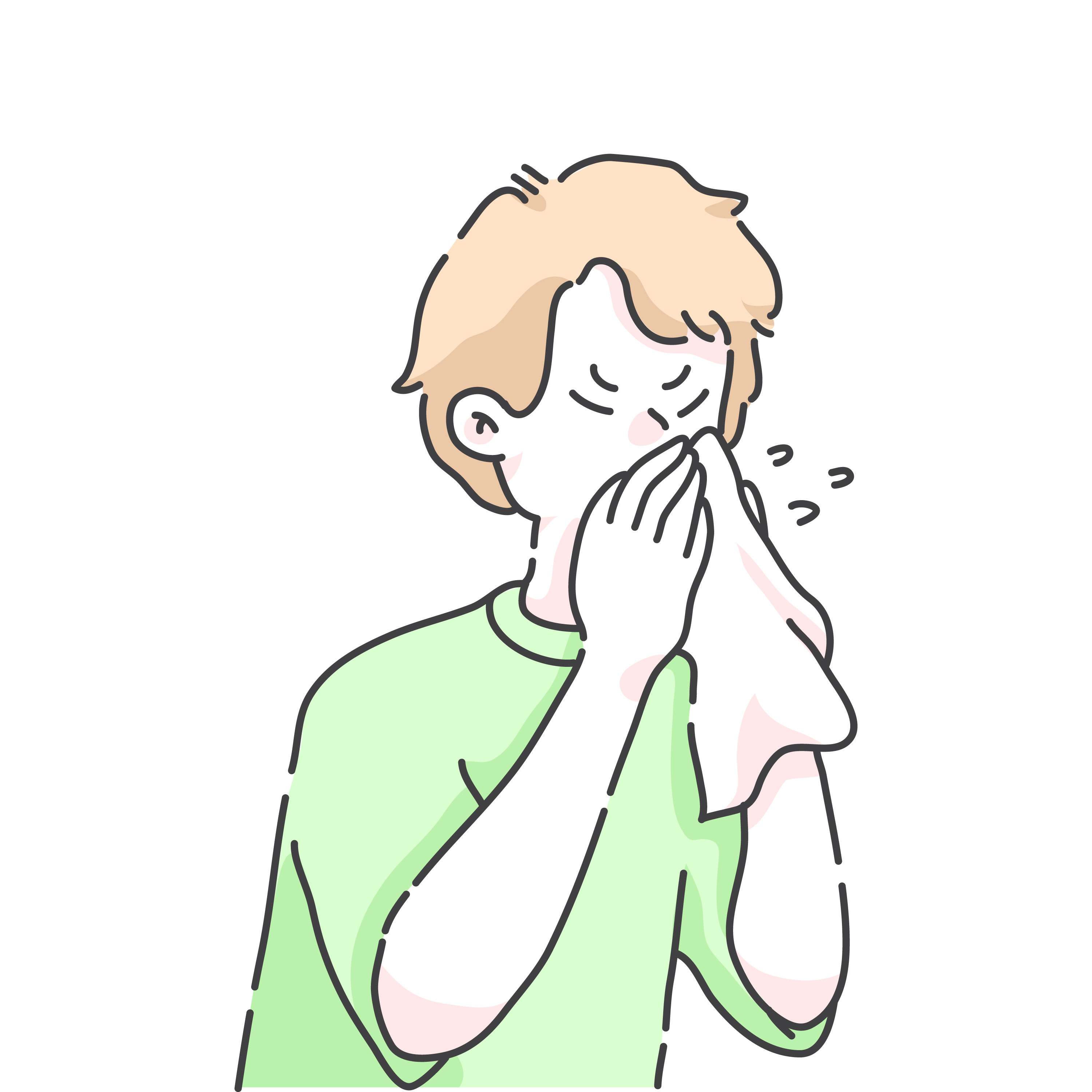 sneezing boy sick people cartoon illustration concept 1893500 Vector